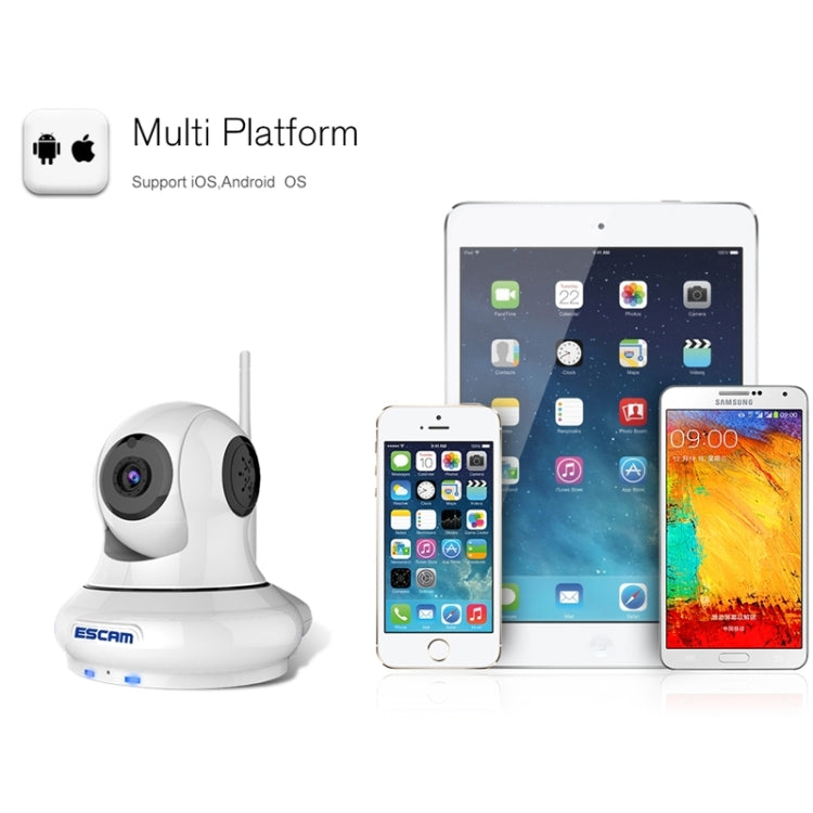 ESCAM QF500 HD 720P 1.0MP Pan / Tilt H.264 P2P 3.6mm WiFi IR-Dome Camera, Dual IR-CUT Filter, IR Distance: 10m