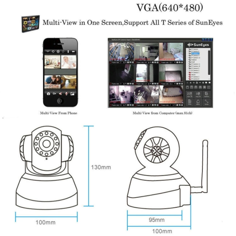 SunEyes TM01EWP 720P 1.0 Mega Pixels Wifi Infrared IP Camera, 3.6mm Fixed Focal Lens,
