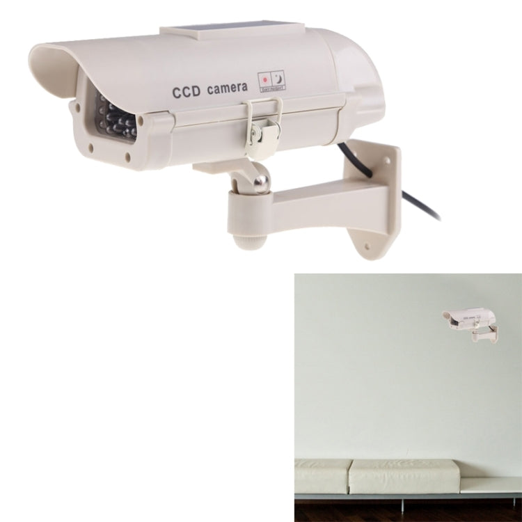 Realistic Looking Solar Powered Dummy Security CCTV Camera with Flashing Red LED(White)