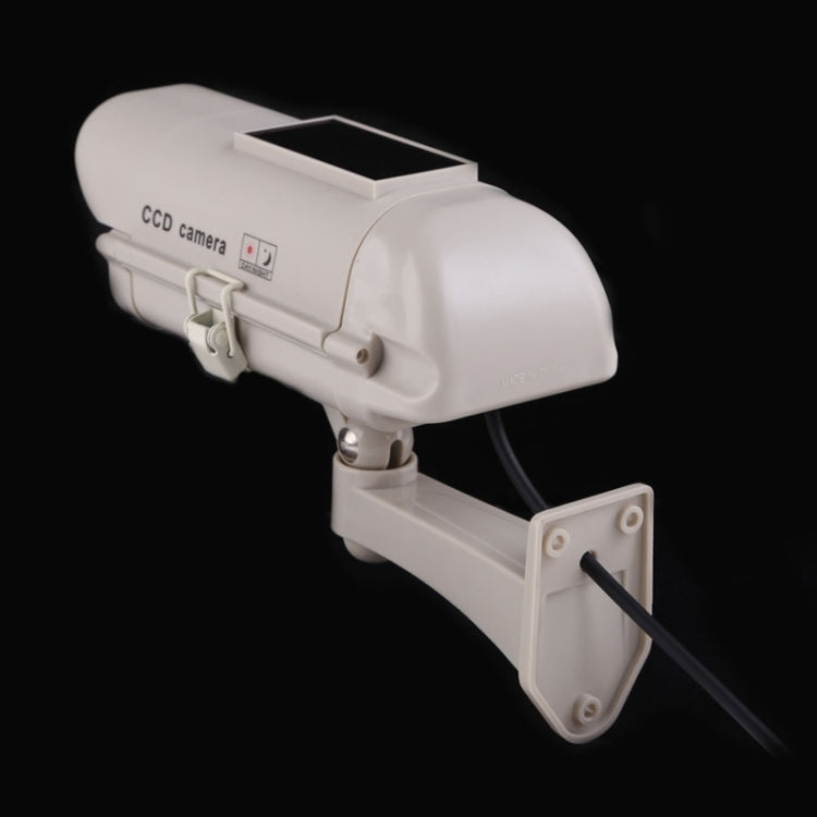 Realistic Looking Solar Powered Dummy Security CCTV Camera with Flashing Red LED(White)