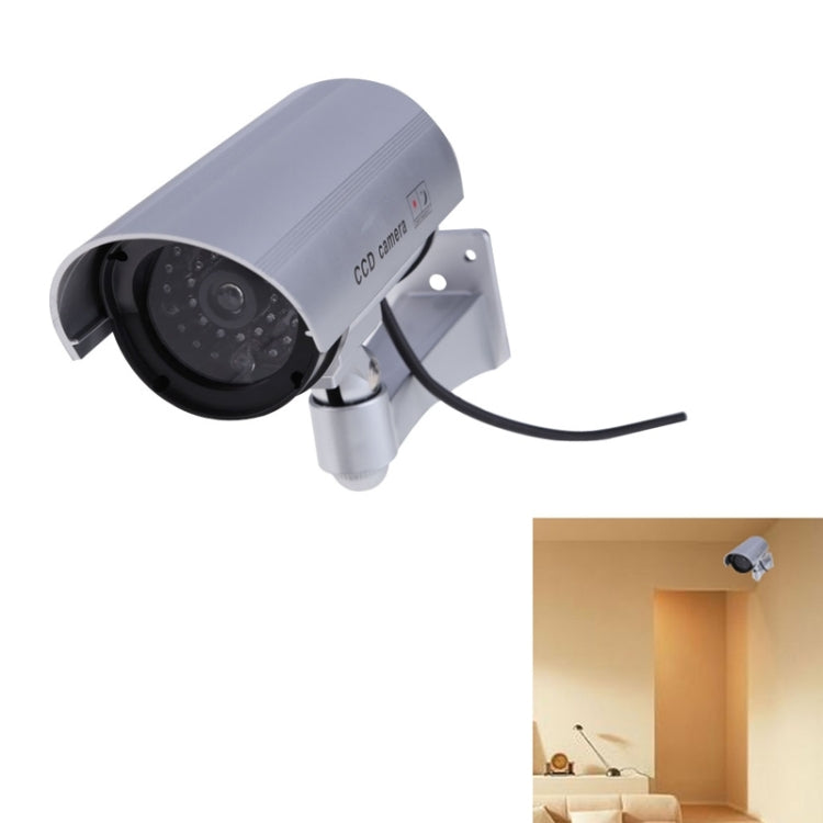 Realistic Looking Dummy Security CCTV Camera with Flashing Red LED(Silver)