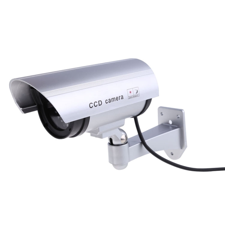 Realistic Looking Dummy Security CCTV Camera with Flashing Red LED(Silver)
