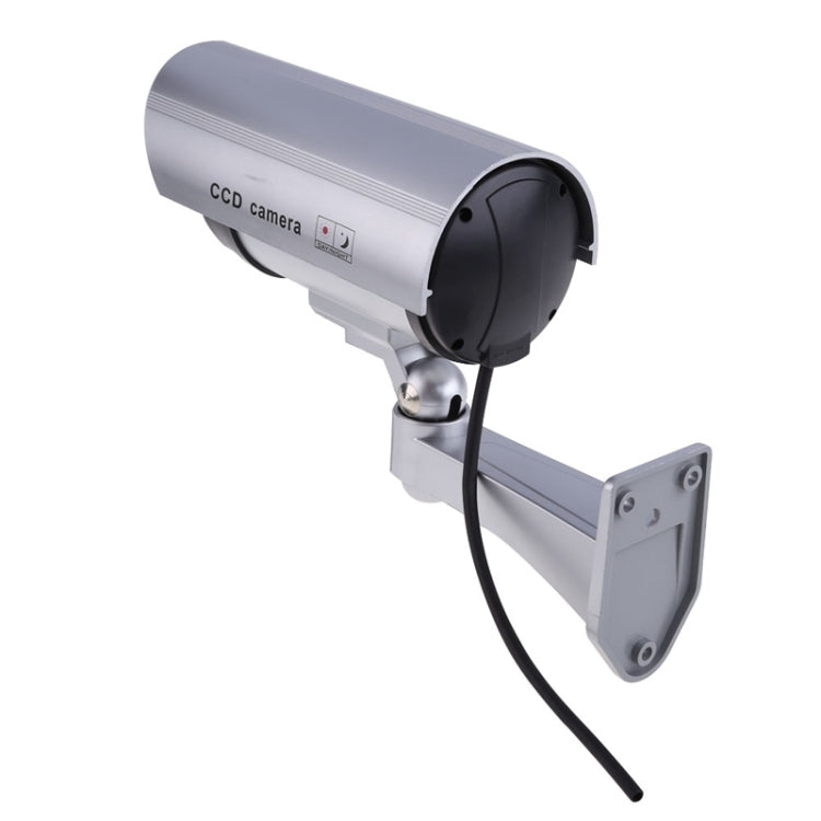 Realistic Looking Dummy Security CCTV Camera with Flashing Red LED(Silver)