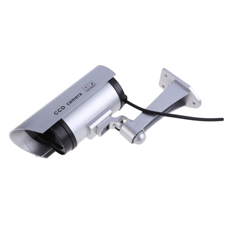 Realistic Looking Dummy Security CCTV Camera with Flashing Red LED(Silver)