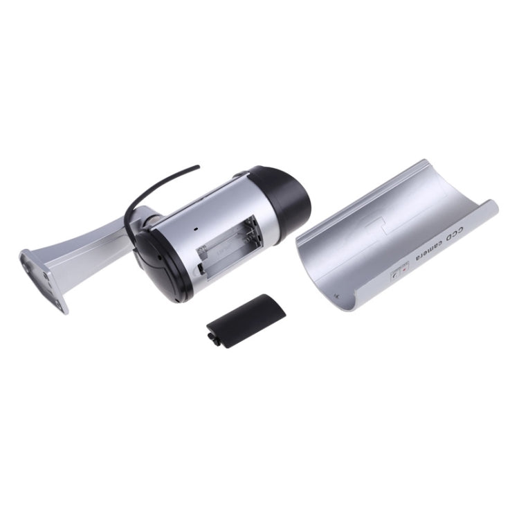 Realistic Looking Dummy Security CCTV Camera with Flashing Red LED(Silver)