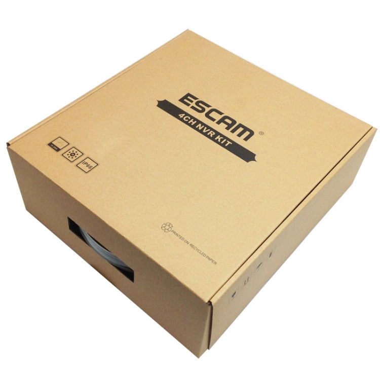 ESCAM K104 Onvif 4-Ch Mini Network Video Recorder NVR + QD300 HD 720P 1/4 inch 1.0 Megapixel Onvif Waterproof P2P IP Camera Kit(Black)