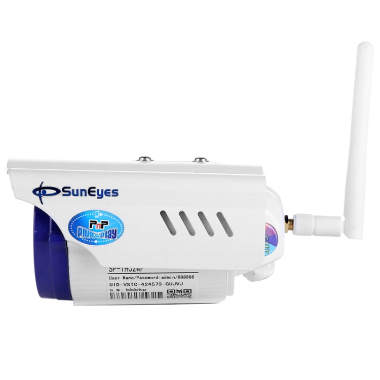 SP-TH02WP SunEyes Series HD 720P Waterproof IP66 Wireless Wifi Outdoor IR Bullet Camera, 1.0 Mega Pixels 3.6mm Fixed Focal Lens, Built in IR-Cut