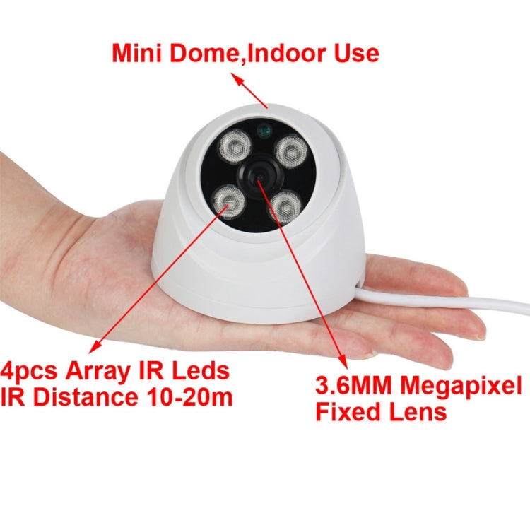 MY201 ONVIF  P2P HD 720P 1.0MP Mini Dome IP Camera, Support Motion Detection / IR-CUT / Night Vision