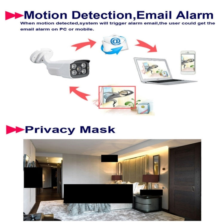 MY304 HD 1080P P2P ONVIF Wired Waterproof Array IP Camera, 1 / 2.5 inch CMOS 2.0 Mega Pixels Lens, Motion Detection / IR-CUT
