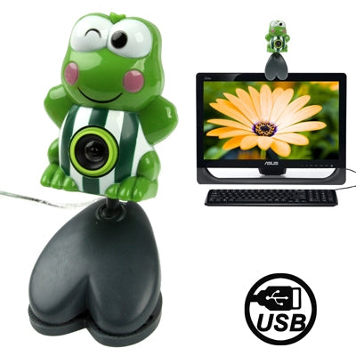 USB 2.0 Cartoon Green Frog Style 0.48 Mega Pixels Driverless PC Camera / Webcam, Cable Length: 1.2m