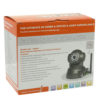 Wireless Dome IP Camera, Support 2 Way Audio Function, PAN/TILT Rotate, WIFI and Motion Detection, Night Vision Function, Built-in Microphone, Viewing Angle: 60 Degree
