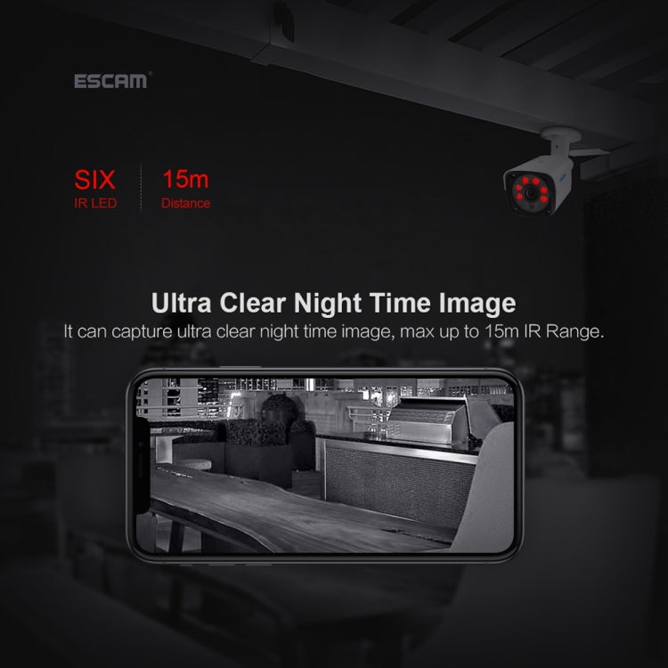 ESCAM QH002 ONVIF H.265 1080P P2P IR Waterproof Bullet IP Camera with Smart Analysis Function, Motion Detection and Night Vision Function