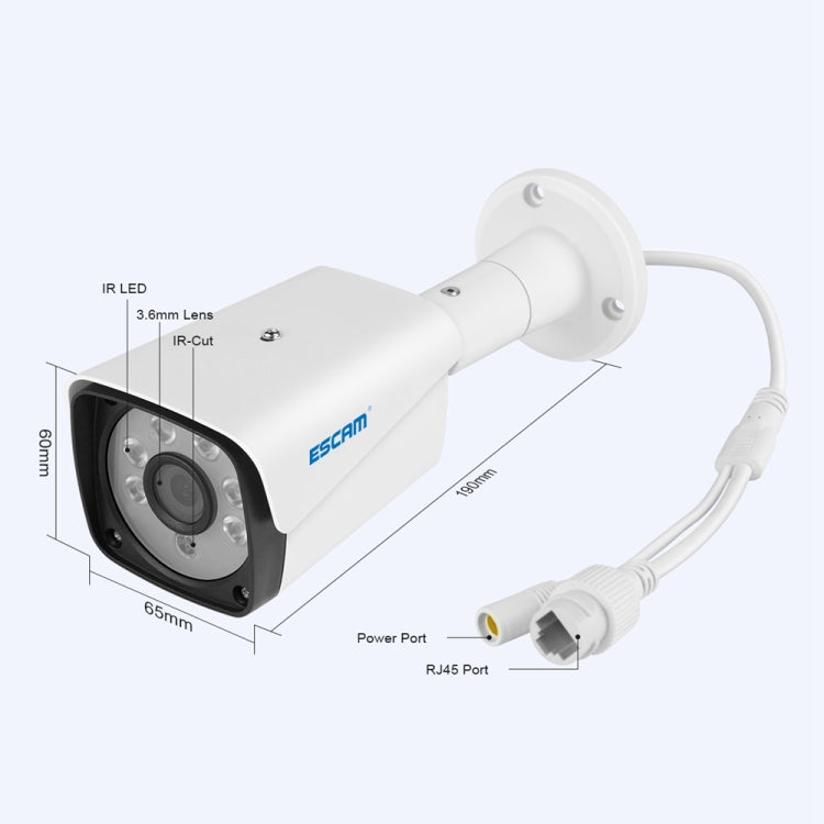 ESCAM QH002 ONVIF H.265 1080P P2P IR Waterproof Bullet IP Camera with Smart Analysis Function, Motion Detection and Night Vision Function