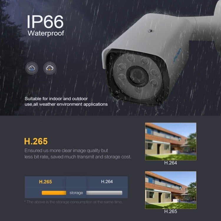 ESCAM QH002 ONVIF H.265 1080P P2P IR Waterproof Bullet IP Camera with Smart Analysis Function, Motion Detection and Night Vision Function