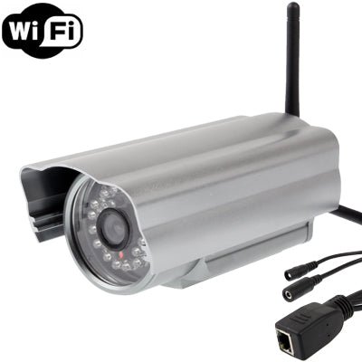 Wireless Infrared Waterproof IP Camera with WiFi, 0.3 Mega Pixels, Motion Detection and Night Vision / Dimensional Code Function