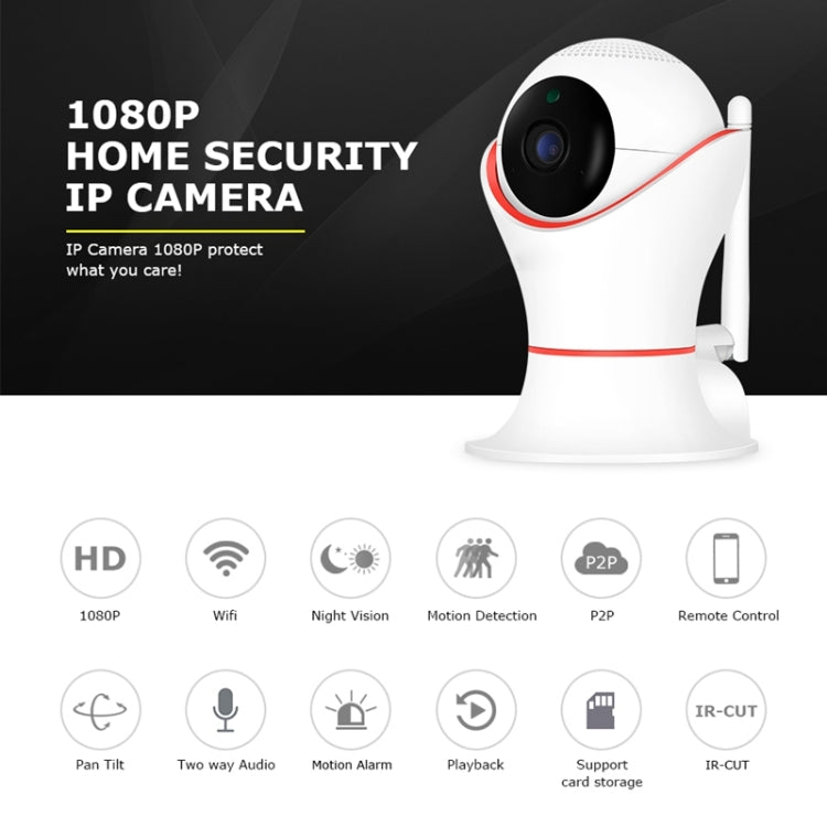 PT309 1080P HD WiFi Indoor Home Security Surveillance IP Dome Camera, Support Night Vision and Motion Detection