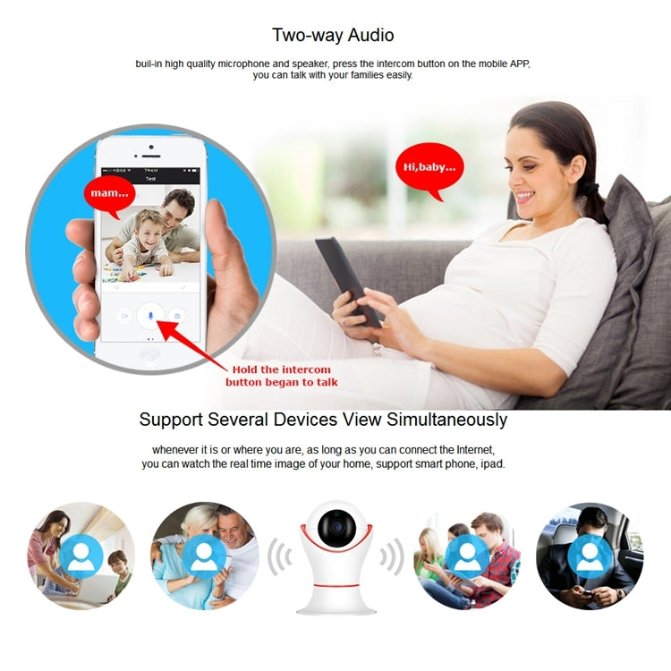 PT309 1080P HD WiFi Indoor Home Security Surveillance IP Dome Camera, Support Night Vision and Motion Detection