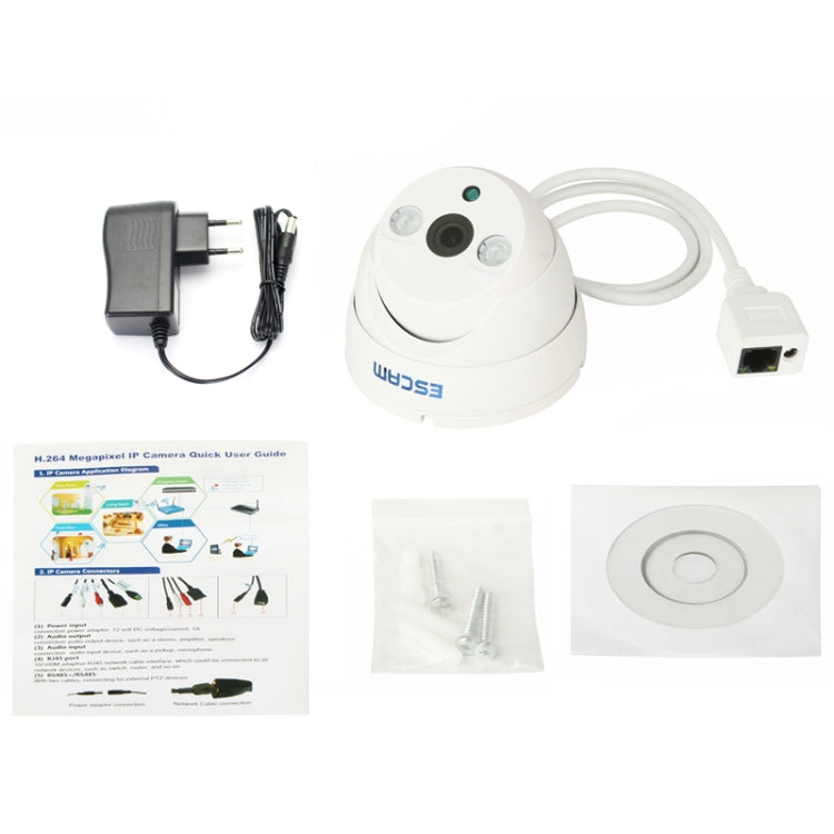 ESCAM ET Style H.264 HD 720P Dual Stream Day / Night IP66 Waterproof P2P Cloud IP IR Dome Camera, 70 Degree Wide-angle Fixed Lens, 1.0 Mega Pixels 3.6mm Fixed Focal Lens, Motion Detection / Privacy Mask / Night Vision, Built in IR-Cut (QD530)