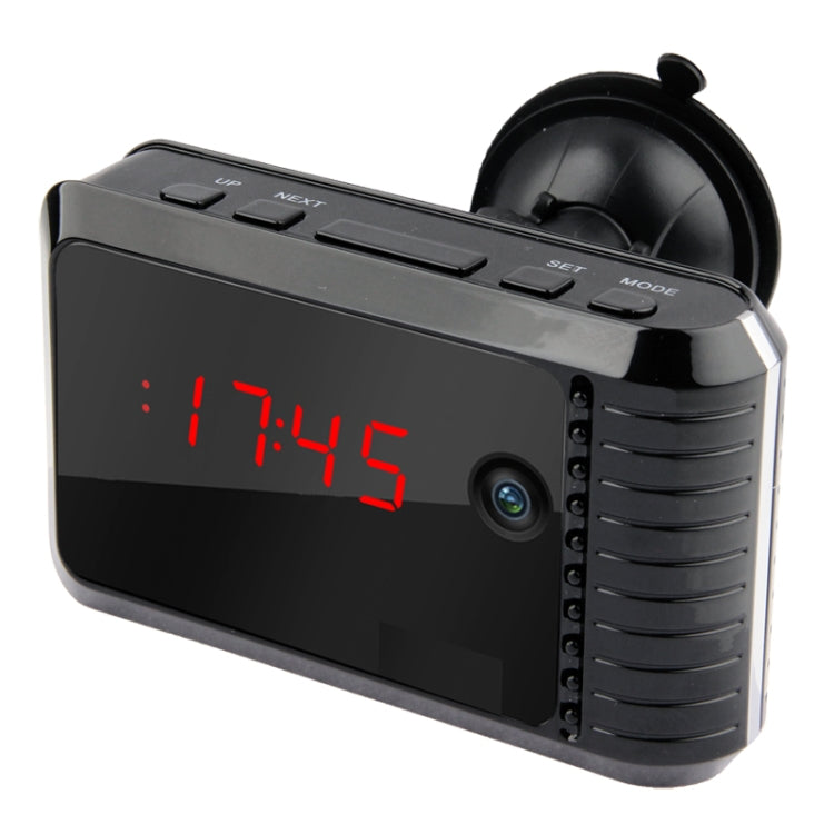 H.264 Glass Lens 720P IP Camera & Alarm Clock with EU Plug Charger & Suction Cup Car Holder, Time and Date Display Function(Black)