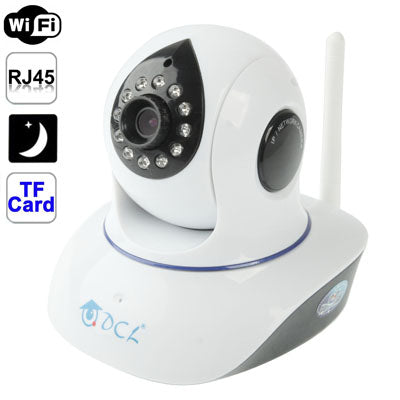 T9317 Wireless Infrared IP Camera with WIFI, 0.3 Mega Pixels, Motion Detection and Night Vision Function, Support TF Card and Microphone(White)