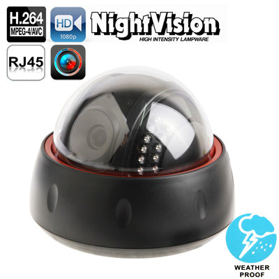 H.264 Wired Infrared Waterproof / Vandalproof IP Camera, 1 / 3 inch 4mm 2.0 Mega Pixels Fixed Lens, Motion Detection / Privacy Mask and 40m IR Night Vision, Support (1600 x 1200) & HD 720P (1280 x 720)(Black)