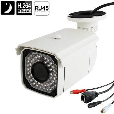 1/4 H.264 1 Mega Pixels Wired Infrared Waterproof IP Camera, 2.8-12mm Varifocal Lens, IR Distance :30-50m