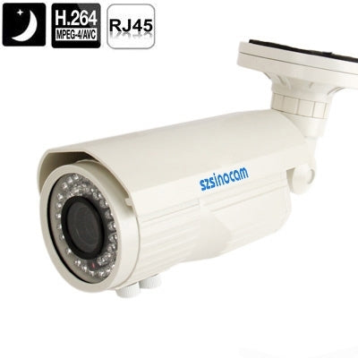 szsinocam 1/4 inch H.264 1 Mega Pixels Wired Infrared Waterproof IP Camera, 2.8-12mm Varifocal Lens, IR Distance: 20-40m(White)