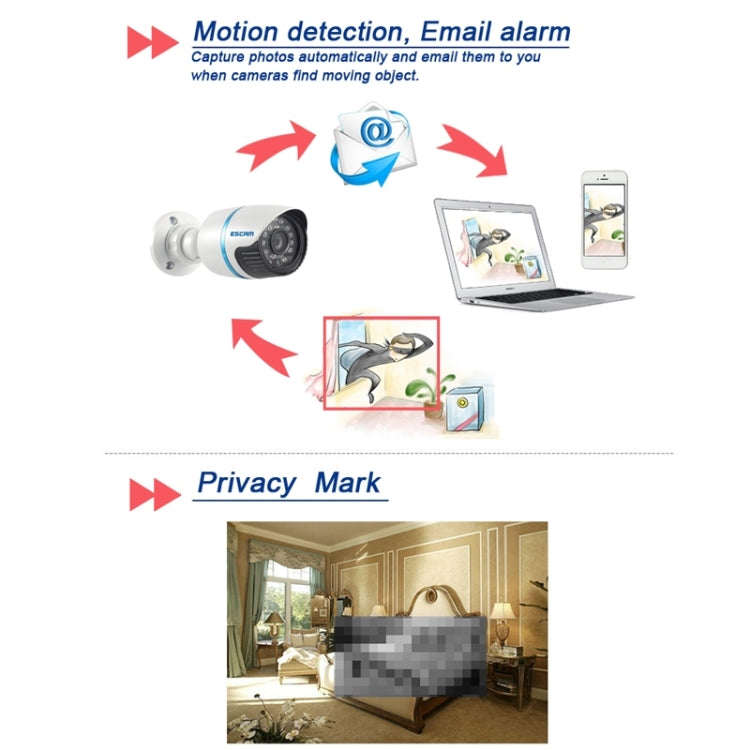 ESCAM Q630M 720P H.264 ONVIF 6mm IR-Bullet Waterproof Camera, Support Mobile Detection