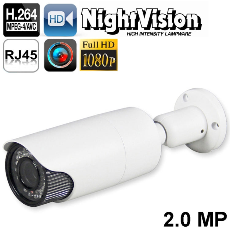 H.264 Wired LED Infrared 1080P IP Camera, 2.0 Mega Pixels APTINA CMOS Sensor 2.8-12mm Vari-Focal Lens, Motion Detection / Privacy Mask and 10-15m IR Night Vision, Built in IR-Cut / Title OSD(White)