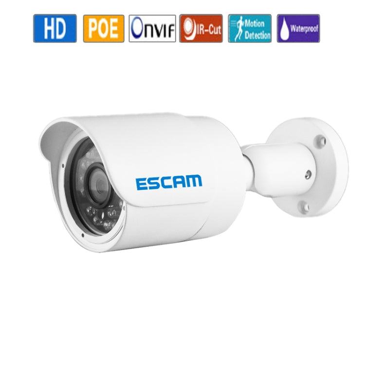 ESCAM HD3100 TI 1080P POE H.264 ONVIF 3.6mm IR-Bullet Waterproof Camera(White)