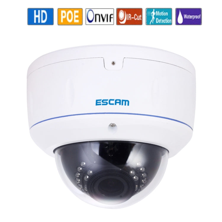 ESCAM HD3500V TI 1080P POE H.264 ONVIF 2.8-12mm 4X Zoom IR-Dome Waterproof Camera(White)