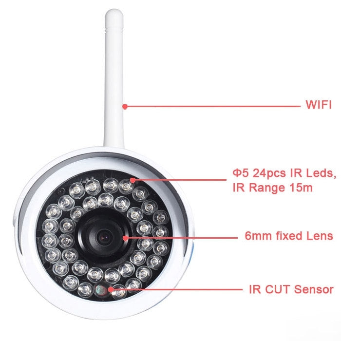 ESCAM Q6320WIFI H.264 ONVIF 720P Wifi Mini IR-Bullet Camera, Support Mobile Detection(White)
