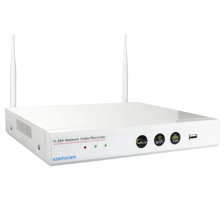 szsinocam SN-NVK-8004W10 4Ch HD 720P P2P 1.0 Mega Pixel Wireless Cloud IP Camera NVR Kit, Support Video Push Alarm & ONVIF, IR Distance: 30m