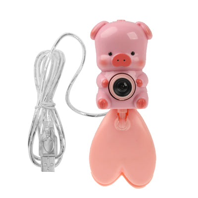 USB 2.0 Cartoon Pink Pig Style 0.48 Mega Pixels Driverless PC Camera / Webcam, Cable Length: 1.2m