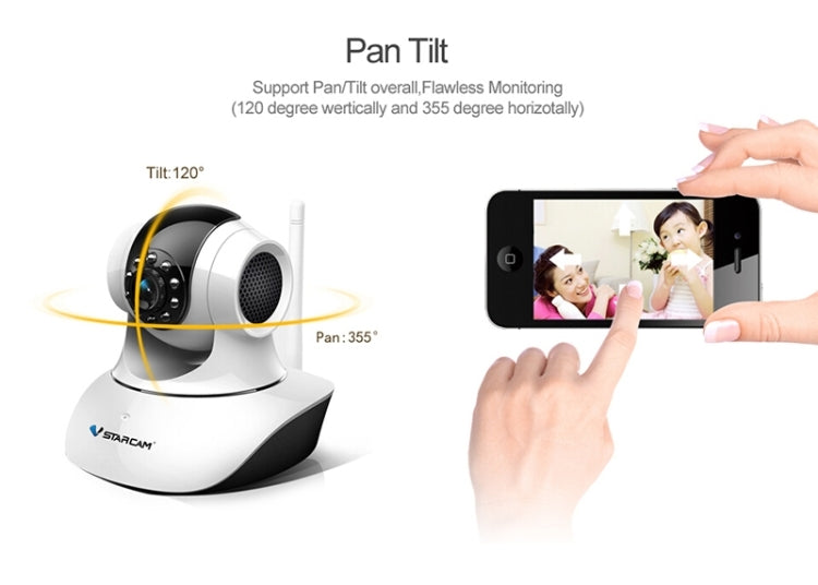 STARCAM C7835WIP 720P H.264 IR-Cut ONVIF Pan-Tilt 1.0MP CMOS Sensor Wireless IP Camera, Support Night Vision / Motion Detection, IR Distance: 10m