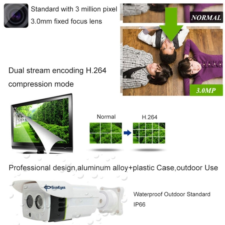 SunEyes SP-P701EWPT 1280x720P HD Pan/Tilt Waterproof IP Camera Wireless P2P Outdoor with TF/Micro SD Card Slot(White)