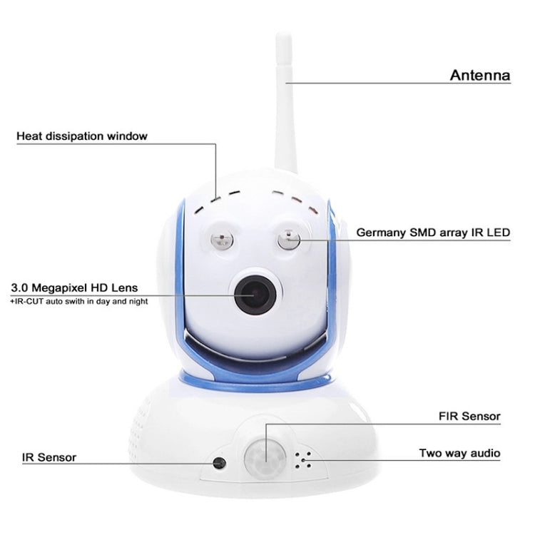 SunEyes P705WR 720P ONVIF Super Mini Wireless WiFi Pan/Tilt IP Camera, 1.0 Mega Pixels Lens, Support Night Vision & Passive Infrared Sensor