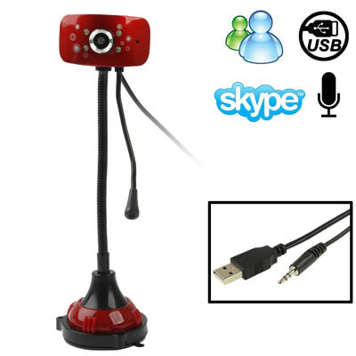 5.0 Mega Pixels USB 2.0 Driverless PC Camera / Webcam with MIC and 4 LED Lights, Cable Length: 1.2m