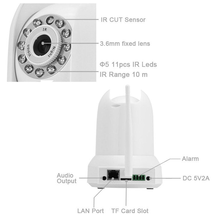 Escam Cat QF300 H.264 HD 720P Wireless Infrared Dome IP Camera, Support Onvif/ WPS Encryption