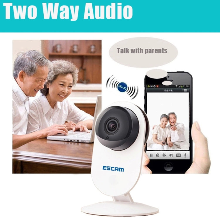 ESCAM Ant QF605 HD 720P ONVIF H.264 Dual-stream P2P 1.0MP 3.6mm Lens WiFi PIR Alarm Camera, Support Motion Detection / Dual IR-CUT Filter, IR Distance: 10m(White)