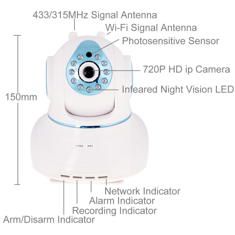 HD 720P Wireless WiFi Night Vision IP Camera with Alarm System, Support iPhone & Android APP