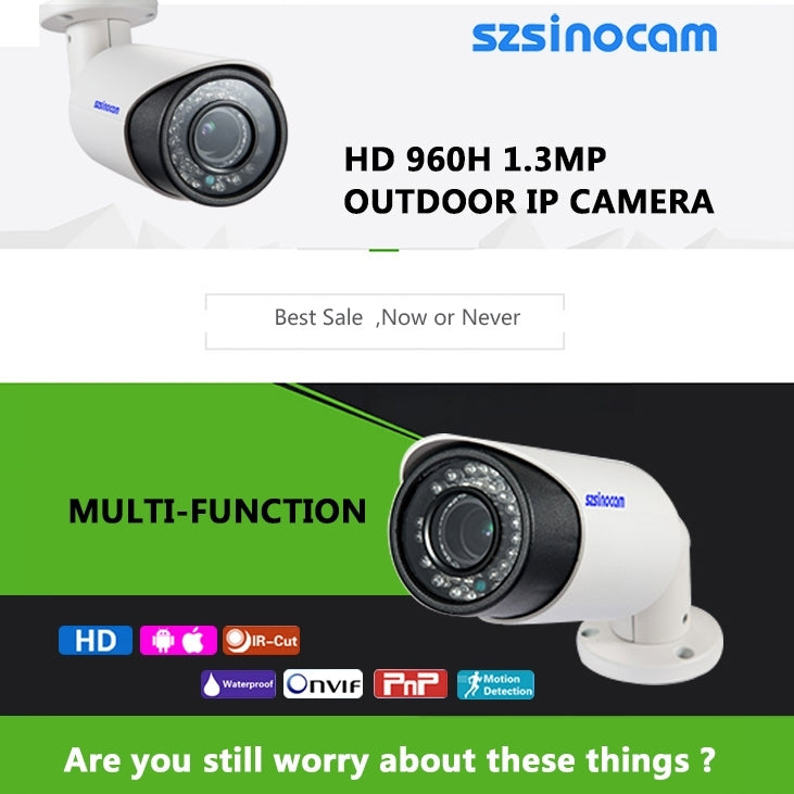 szsinocam SN-SN-5009A H.264 HD 720P 1.0 Mega Pixel Infrared Night Vision IP Camera, IR Distance: 35m