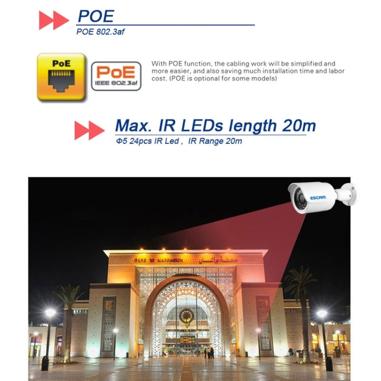 ESCAM HD2100 H.264 HD 960P ONVIF Day / Night IP66 Waterproof Outdoor Mini Bullet IP Camera, 1.3 Mega Pixels 3.6mm Fixed Focal Lens