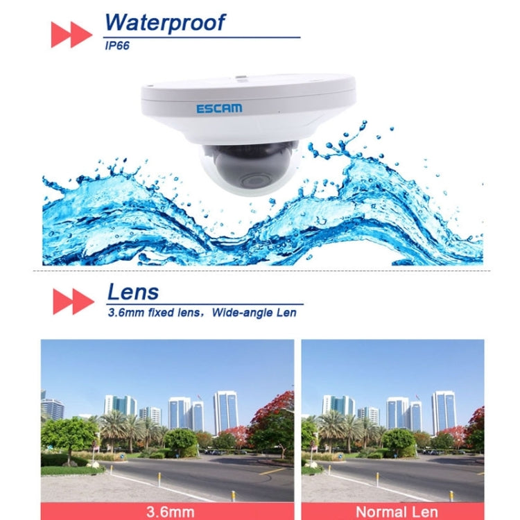 ESCAM HD2200 H.264 / MJPEG HD 960P ONVIF Day / Night IP66 Waterproof Outdoor Mini Dome IP Camera, 1.3 Mega Pixels 3.6mm Fixed Focal Lens