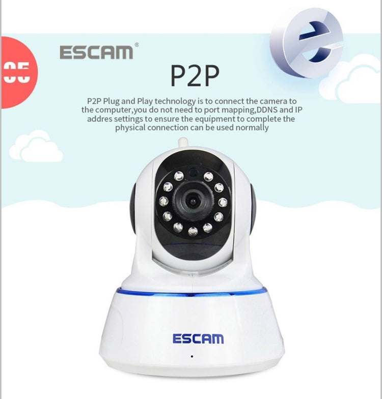 ESCAM QF002 720P 1/4 inch Dual IR-CUT 1.0MP PTZ WiFi IP Camera, Support Night Vision / Motion Detection, IR Distance: 10m