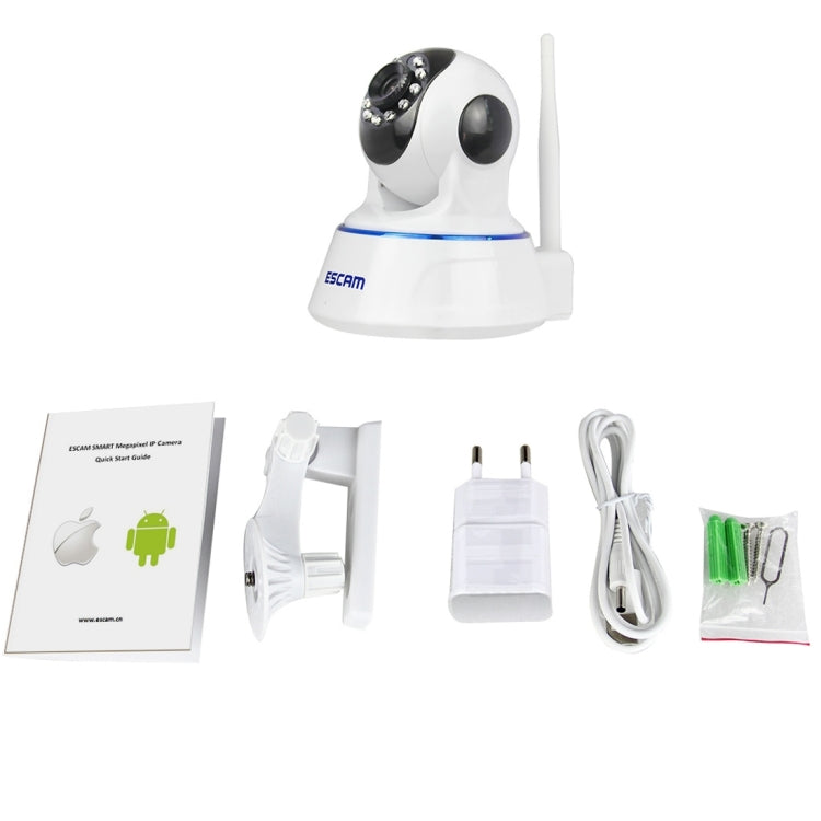 ESCAM QF002 720P 1/4 inch Dual IR-CUT 1.0MP PTZ WiFi IP Camera, Support Night Vision / Motion Detection, IR Distance: 10m