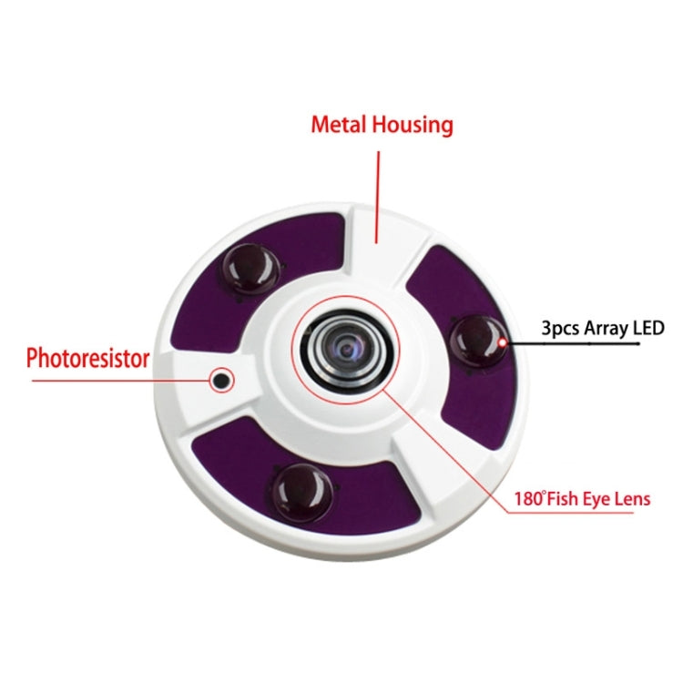 MY-501 1.3MP P2P ONVIF Panoramic Array IP Camera, 180 Degree Fisheye Wide Angle View, Support Motion Detection / IR-CUT