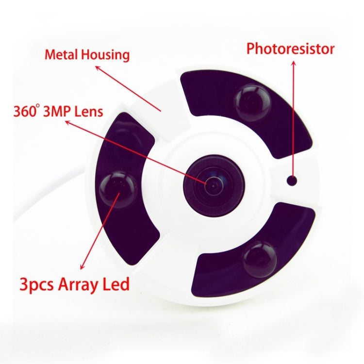 MY-502 1.3MP P2P ONVIF Panoramic Array IP Camera, 360 Degree Fisheye Wide Angle View, Support Motion Detection / IR-CUT