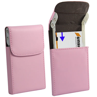 Leather Name Card Holder (Pink)