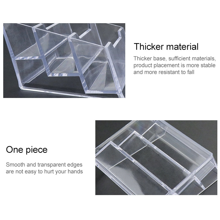 4 PCS Acrylic Transparent Double Grid Card Case Name Card Stand(Transparent)